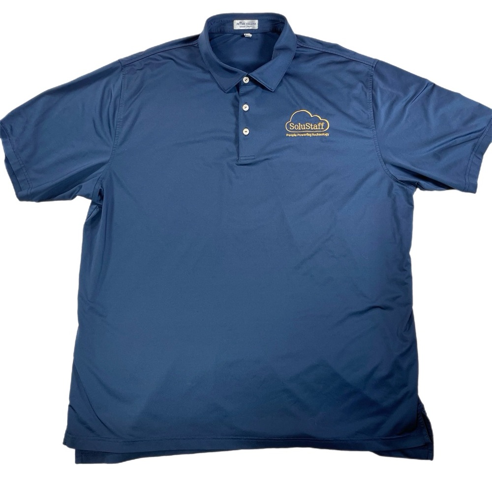 Peter Millar Polo Shirt Mens XXL Summer Comfort Performance Blue Embroidered